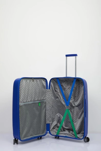 Benetton Trolley Valiz Mavi Büyük Boy 14BNT1000-01-M - 4