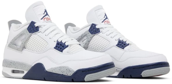 Nike Air Jordan 4 Retro White Midnight Navy Spor Ayakkabı - Resim 8