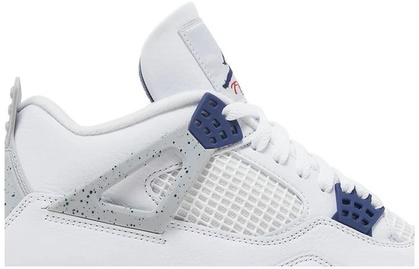 Nike Air Jordan 4 Retro White Midnight Navy Spor Ayakkabı - Resim 2