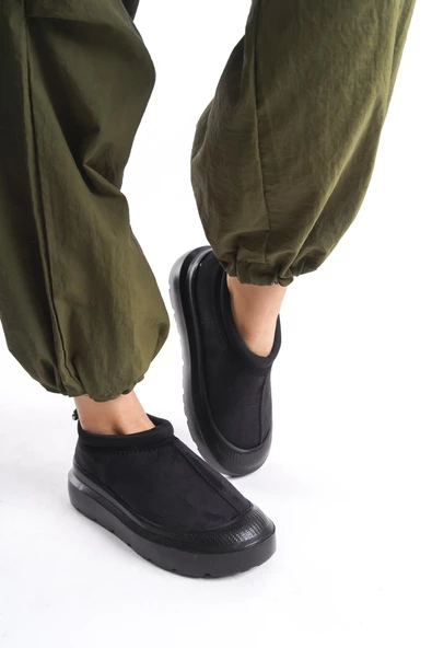 Kadın İçi Kürklü Scuba Kumaş Detaylı Rahat Kalın Taban Günlük Bot - 5