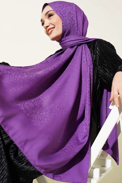 Mini Çiçekli Jakar Şal Menekşe -129 ürün görseli 1