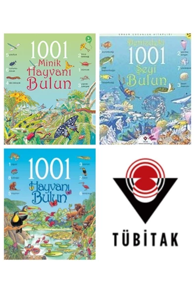 Tübitak Yayınları 1001 Hayvanı-1001 Minik Hayvan-denizdeki 1001 Şeyi Bulun Serisi 5+ Yaş 3 Kitap