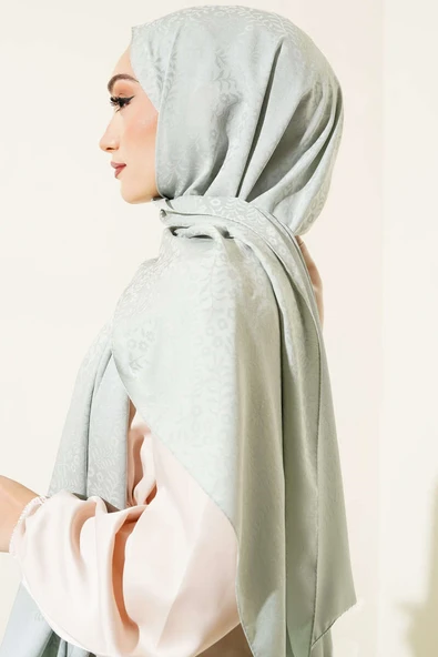 Mini Çiçekli Jakar Şal Çağla Yeşili -87 - Resim 3