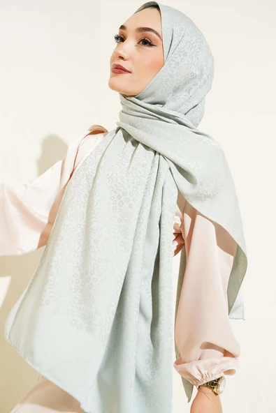 Mini Çiçekli Jakar Şal Çağla Yeşili -87 - Resim 2