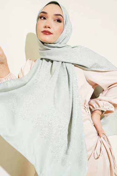 Mini Çiçekli Jakar Şal Çağla Yeşili -87 ürün görseli 1