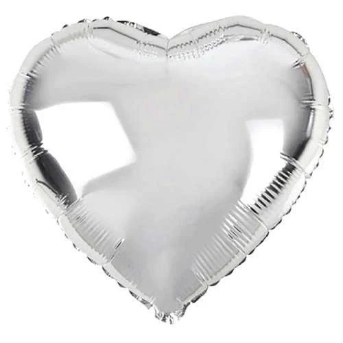 Kalp Şekilli Gümüş Renk  Folyo Balon 45 Cm 10 Adet - 2