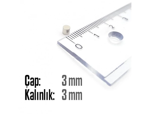Neodyum Mıknatıs Silindir Çap 3mm , Kalınlık 3mm   ( 30 Adet) - 2