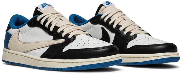 Nike Travis Scott x Fragment Air Jordan 1 Low OG White/Blue/Sail Spor Ayakkabı - 8