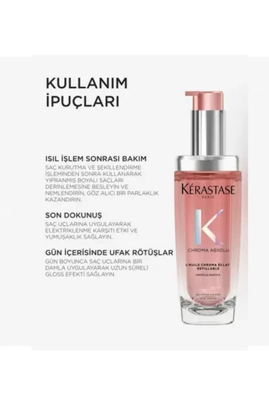 Chroma Absolu L'huile Chroma Eclat Boyalı Saçlar Için Bakım Yağı 75 ml Yeniden Doldurulabilir - 2