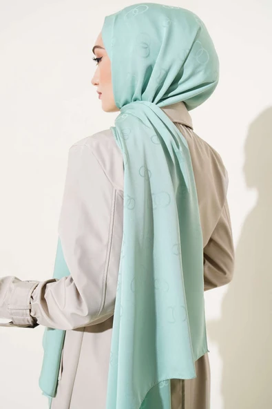 Halka Desen Jakar Şal Fıstık Yeşili - Resim 3