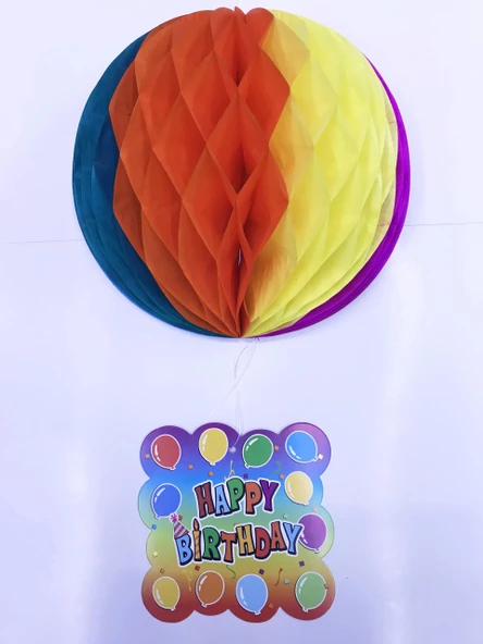 Kağıt Süs Happy Birthday Dekor 55 Cm-0748