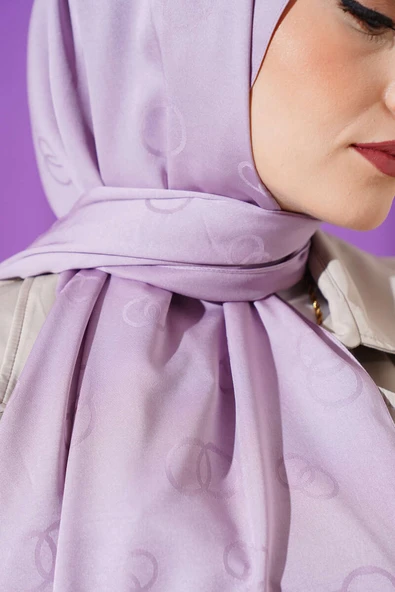 Halka Desen Jakar Şal Lila - Resim 4