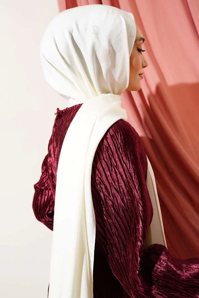 Halka Desen Jakar Şal Ekru -22 - Resim 3