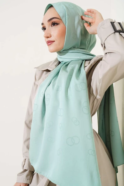 Halka Desen Jakar Şal Fıstık Yeşili - Resim 2