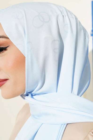 Halka Desen Jakar Şal Bebe Mavi -119 - Resim 4