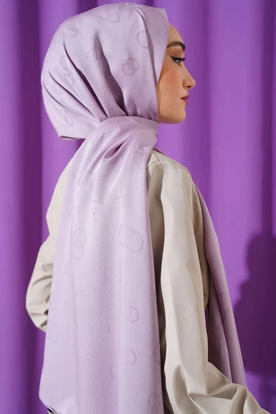 Halka Desen Jakar Şal Lila - 3