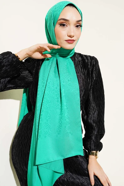 Mini Çiçekli Jakar Şal Yeşil -114 - Resim 2