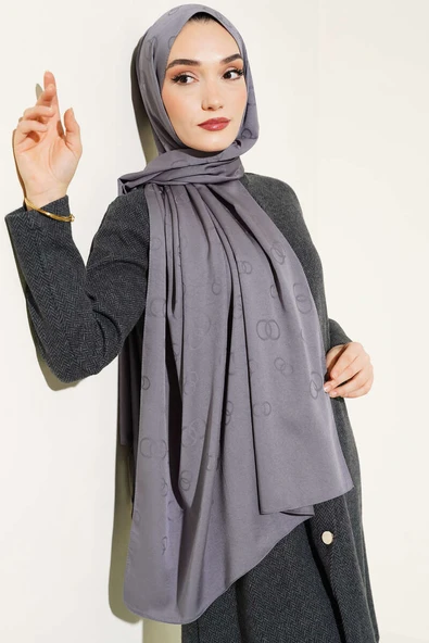 Halka Desen Jakar Şal Füme -112