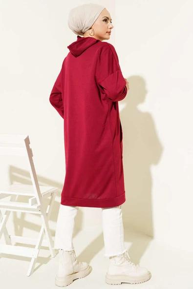 Kanguru Cepli Tunik Bordo - Resim 3