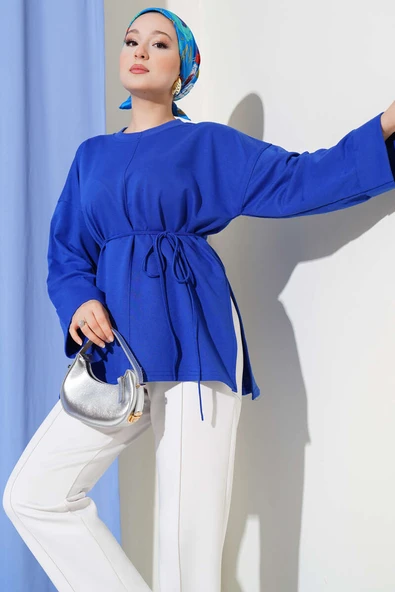 Duble Kol İp Bağcıklı Tunik Saks - Resim 2