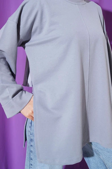 Duble Kol İp Bağcıklı Tunik Kayrak Grisi - Resim 4