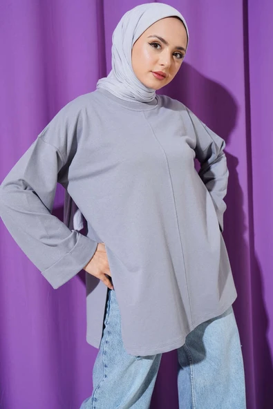 Duble Kol İp Bağcıklı Tunik Kayrak Grisi ürün görseli 1