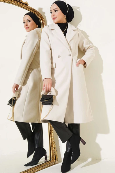 Omuz Taşlı Kaşe Kaban Taş - 2