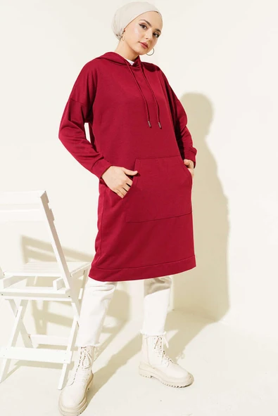 Kanguru Cepli Tunik Bordo - Resim 2