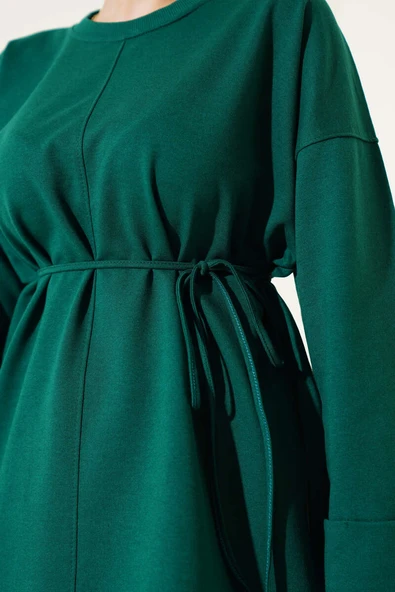 Duble Kol İp Bağcıklı Tunik Zümrüt - Resim 4