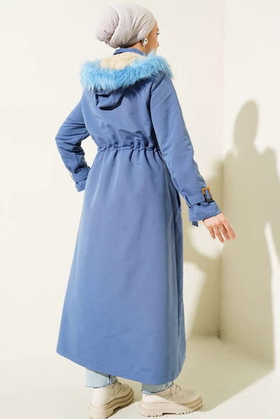 Bel Tünelli Fermuarlı Kaban İndigo - 3