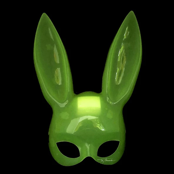 Karanlıkta Parlayan Fosforlu Tavşan Maskesi – Glow Bunny Masquerade Maske (32x22 Cm) - Resim 2