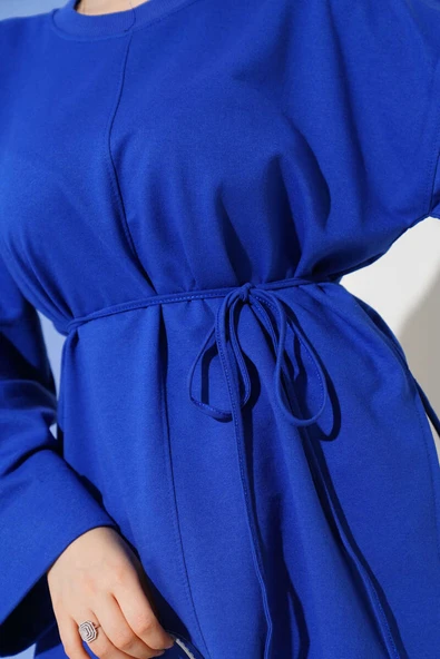 Duble Kol İp Bağcıklı Tunik Saks - Resim 4