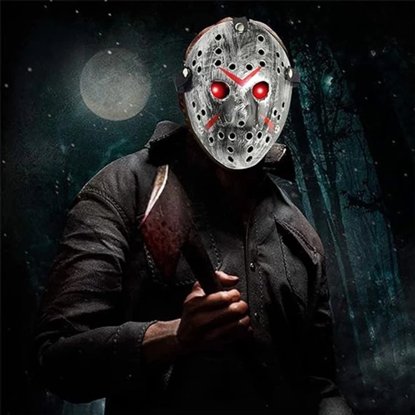 Jason Maskesi Hannibal Maskesi Metal Gümüş Renk 20x25 Cm - Resim 2