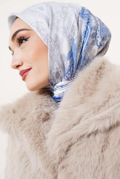 Antik Paisley Desen Eşarp Saks - 2