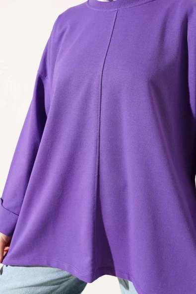 Duble Kol İp Bağcıklı Tunik Lila - Resim 8