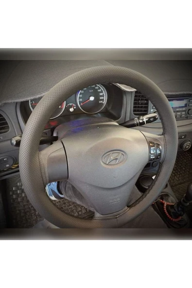 DİKİŞLİ DERİ DİREKSİYON KILIFI NOKTALI DERİ SİYAH DİKİŞLİ HYUNDAİ ERA İÇİN ürün görseli