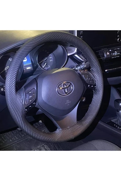 DİKİŞLİ DİREKSİYON KILIFI KARBON DERİ SİYAH DİKİŞLİ TOYOTA COROLLA 2019 SONRASI İÇİN ürün görseli