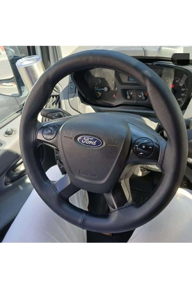 DİKİŞLİ DİREKSİYON KILIFI SİYAH DERİ SİYAH DİKİŞLİ FORD CUSTOM İÇİN - 2