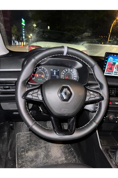 DİKİŞLİ DİREKSİYON KILIFI NOKTALI DAMARLI GRİ YÜZÜK GRİ DİKİŞ RENAULT TALİANT İÇİN - 1