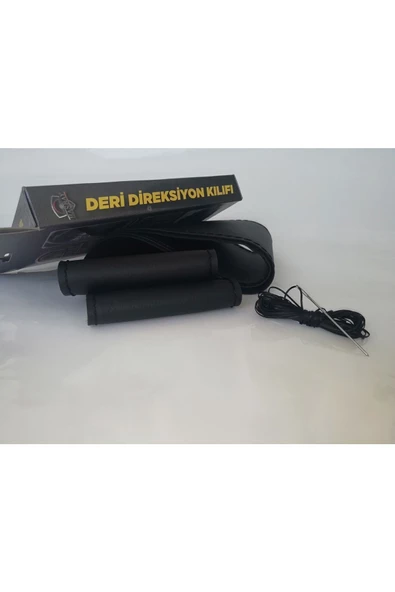DİKİŞLİ DERİ DİREKSİYON KILIFI DAMARLI DERİ SİYAH DİKİŞLİ - Resim 2