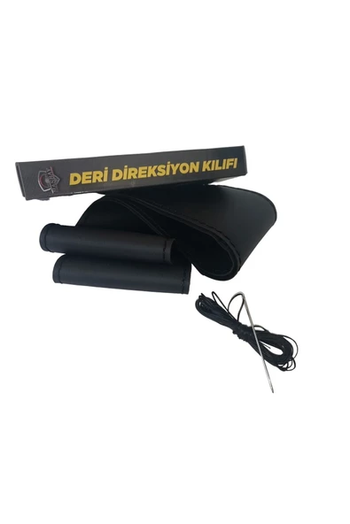 DİKİŞLİ DERİ DİREKSİYON KILIFI DAMARLI SİYAH DERİ SİYAH DİKİŞLİ MG ARAÇLAR İÇİN - Resim 2
