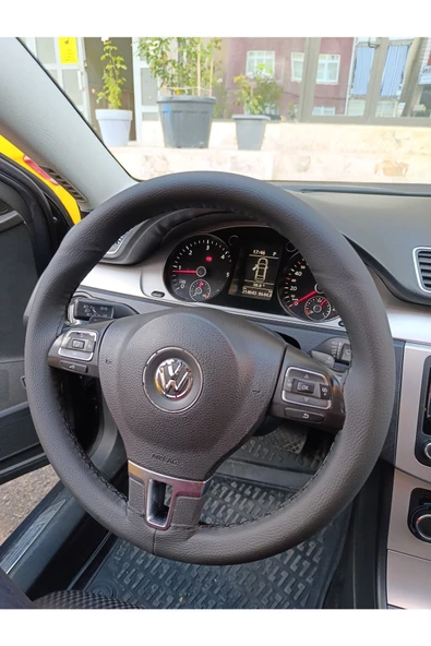 DİKİŞLİ DİREKSİYON KILIFI DAMARLI DERİ SİYAH DİKİŞLİ VOLKSWAGEN PASSAT 2012- İÇİN - Resim 2