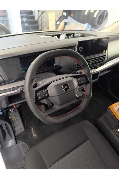 Dikişli Direksiyon Kılıfı Damarlı Deri Kırmızı Dikişli Opel Vivaro Için - Resim 2