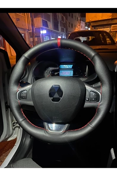 DİKİŞLİ DERİ DİREKSİYON KILIFI DAMARLI DERİ/NOKTALI DERİ/KIRMIZI YÜZÜKLÜ ürün görseli