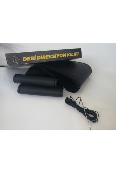 Dikişli Deri Direksiyon Kılıfı Damarlı Siyah Deri Siyah Dikişli Hyundai I30 Icin - Resim 3