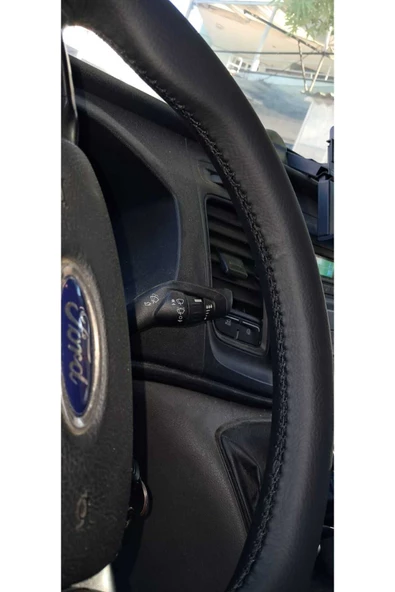 DİKİŞLİ DİREKSİYON KILIFI SİYAH DERİ/DİKİŞLİ FORD TRANSİT İÇİN - Resim 3