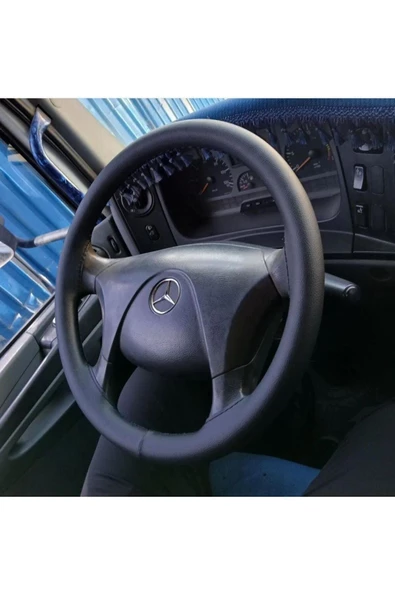 Dikişli Direksiyon Kılıfı Damarlı Siyah Deri Siyah Dikişli Mercedes Tır Kamyon Için ürün görseli