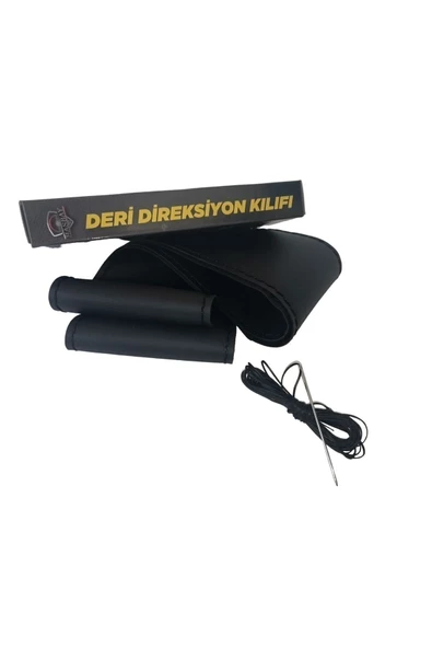 Oto Direksiyon Kılıfı Damarlı Deri Model Siyah Dikişli ürün görseli