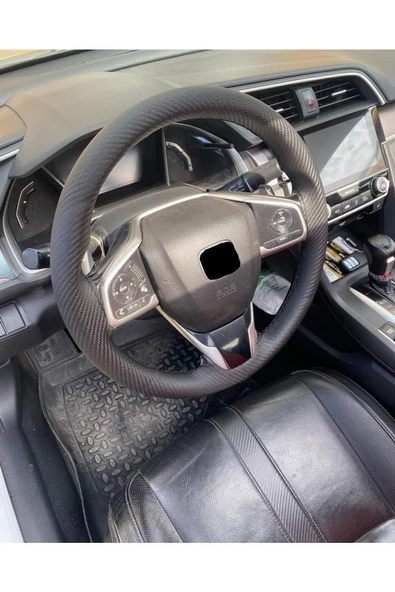 DİKİŞLİ DİREKSİYON KILIFI KARBON SİYAH DİKİŞLİ HONDA FC5 İÇİN ürün görseli