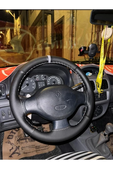 DİKİŞLİ DİREKSİYON KILIFI DAMARLI NOKTALI GRİ YÜZÜK GRİ DİKİŞ RENAULT CLİO 2007 ÖNCESİ İÇİN Uyumlu ürün görseli